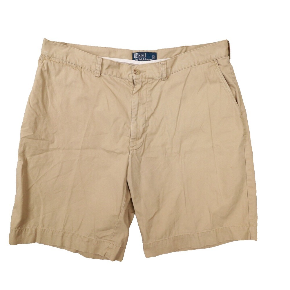 Polo Ralph Lauren Vintage Khaki Flat Front Chino Shorts 9" inseam size 38